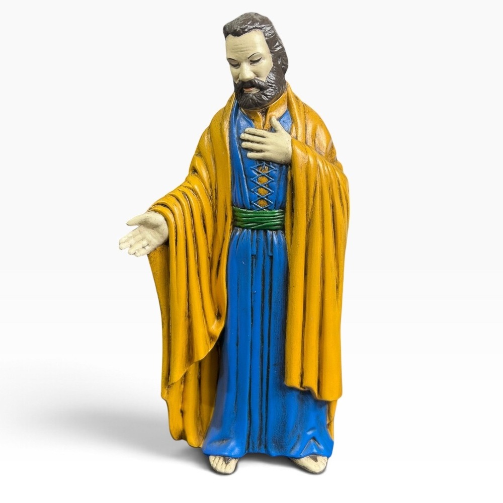Vintage 1970s Holland Mold Hand Painted Nativity Saint Joseph Figure 9 inch